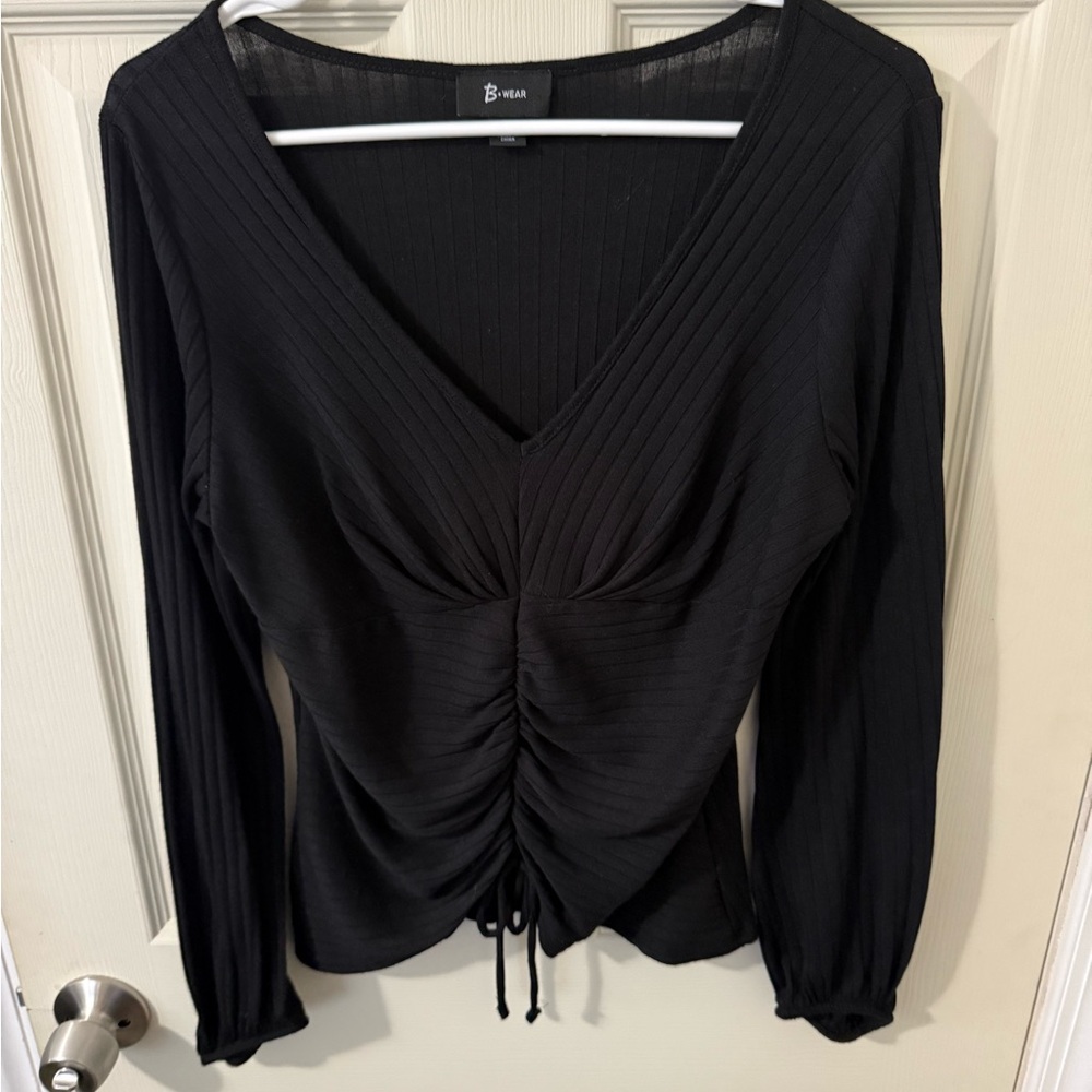 Bwear Black Ruched long sleeve Blouse